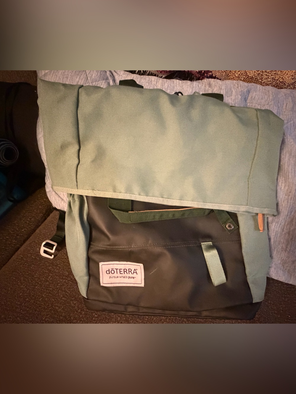 Doterra Sage Green Canvas Roll-up Backpack